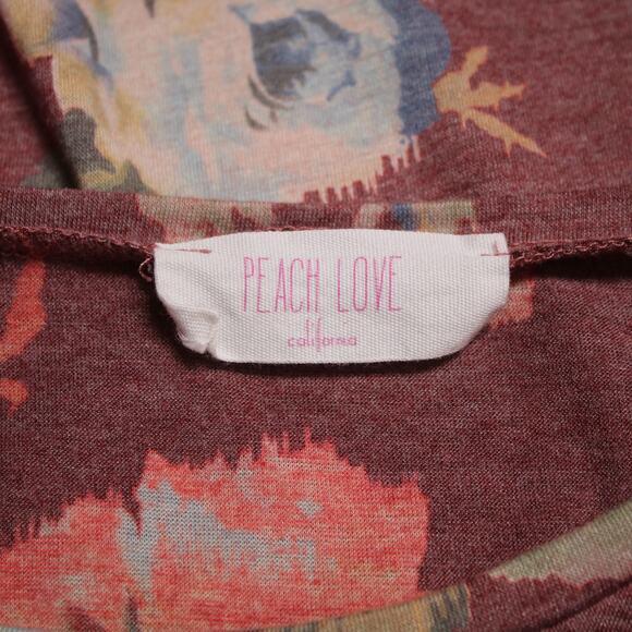 Peach Love Floral Cold Shoulder Top Dusty Rose Boho Romantic Knit Shirt Size S - Picture 7 of 8